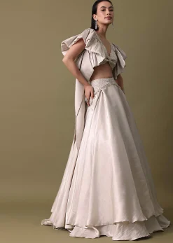 Double Layered Skirt With Lilac Frill Blouse
