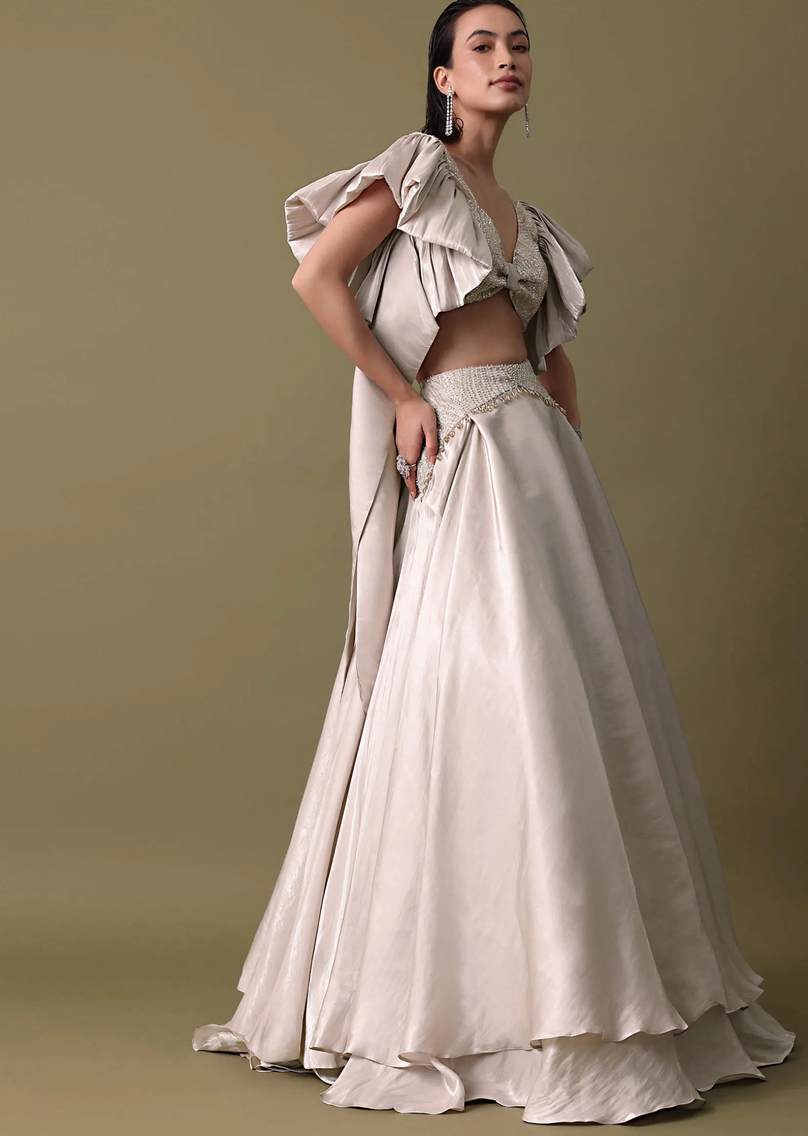 Double Layered Skirt With Lilac Frill Blouse