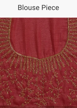 Dusky Brown Crushed Tissue Saree With Stones Cutdana Embroidered Scallop Border