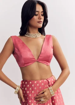 Dusky Pink Silk Saree With Butti And Woven Border