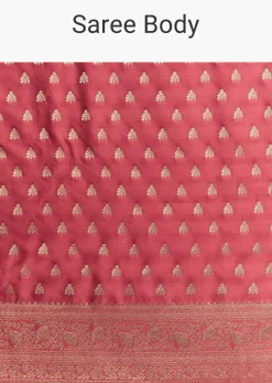 Dusky Pink Silk Saree With Butti And Woven Border