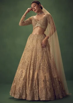 Dusty Gold Sequin Work Lehenga Set
