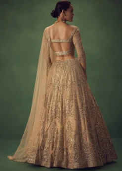 Dusty Gold Sequin Work Lehenga Set