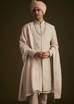 Dusty Pink Embroidered Sherwani Set