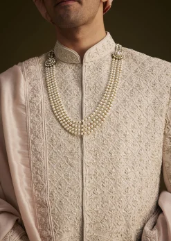 Dusty Pink Embroidered Sherwani Set