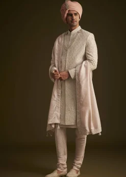 Dusty Pink Embroidered Sherwani Set