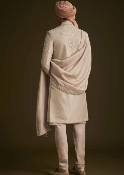 Dusty Pink Embroidered Sherwani Set