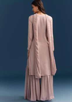 Dusty Pink Sharara Suit With Sequins Work And Dupatta