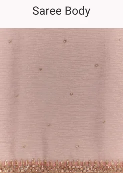 Dusty Rose Cutdana And Stone Embroidered Tissue Saree