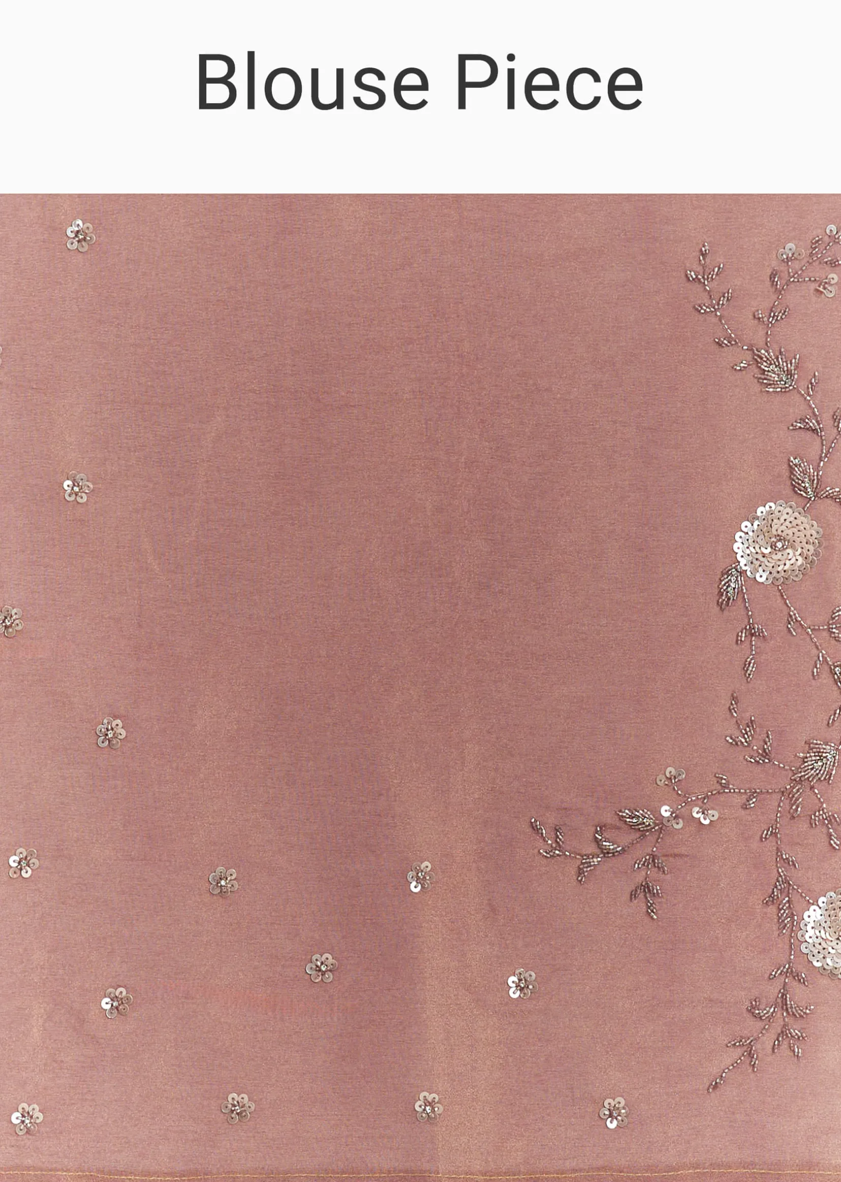 Dusty Rose Tissue Saree With Floral Embroidered Scallop Border