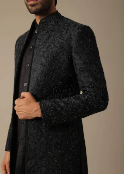 Elegant Black Mens Indowestern Ensemble