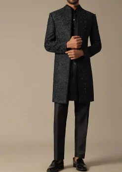Elegant Black Mens Indowestern Ensemble
