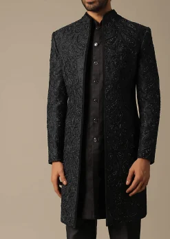 Elegant Black Mens Indowestern Ensemble