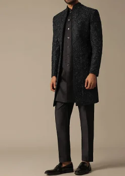 Elegant Black Mens Indowestern Ensemble
