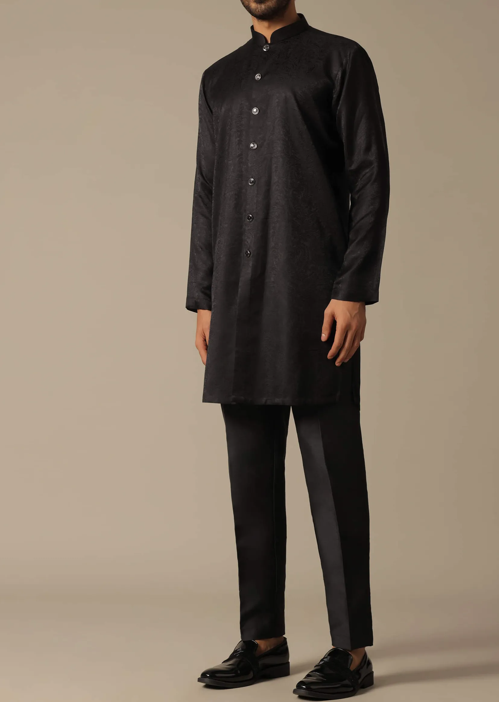 Elegant Black Mens Indowestern Ensemble