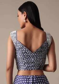 Elegant Blue Readymade Saree With Stitched Blouse