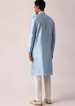 Elegant Blue Silk Kurta Set For Men