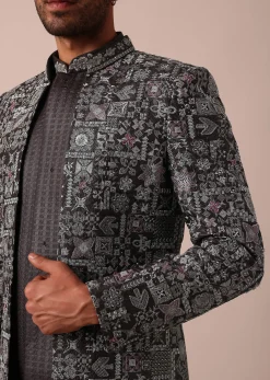 Elegant Brown Indowestern Set For Men