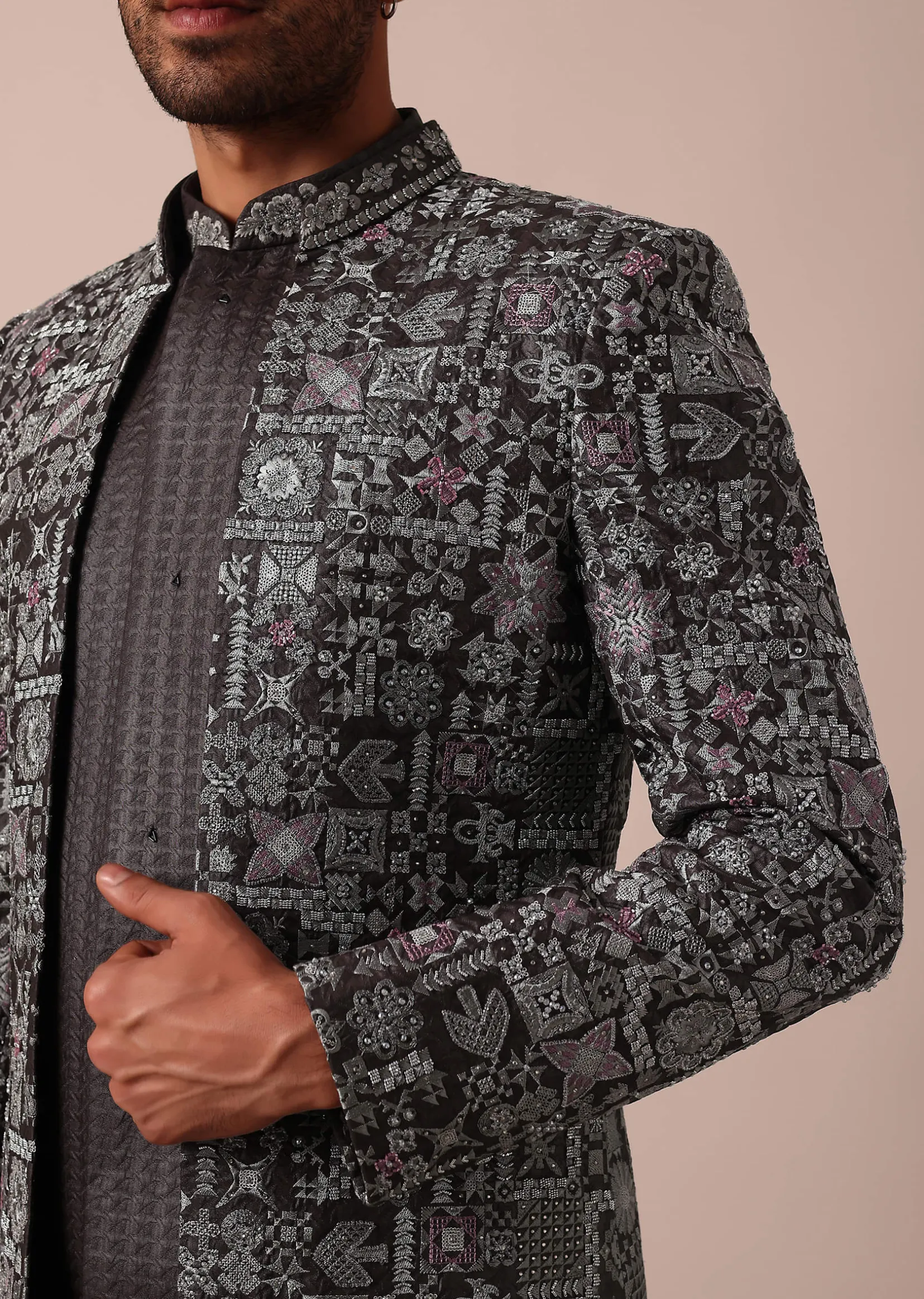 Elegant Brown Indowestern Set For Men