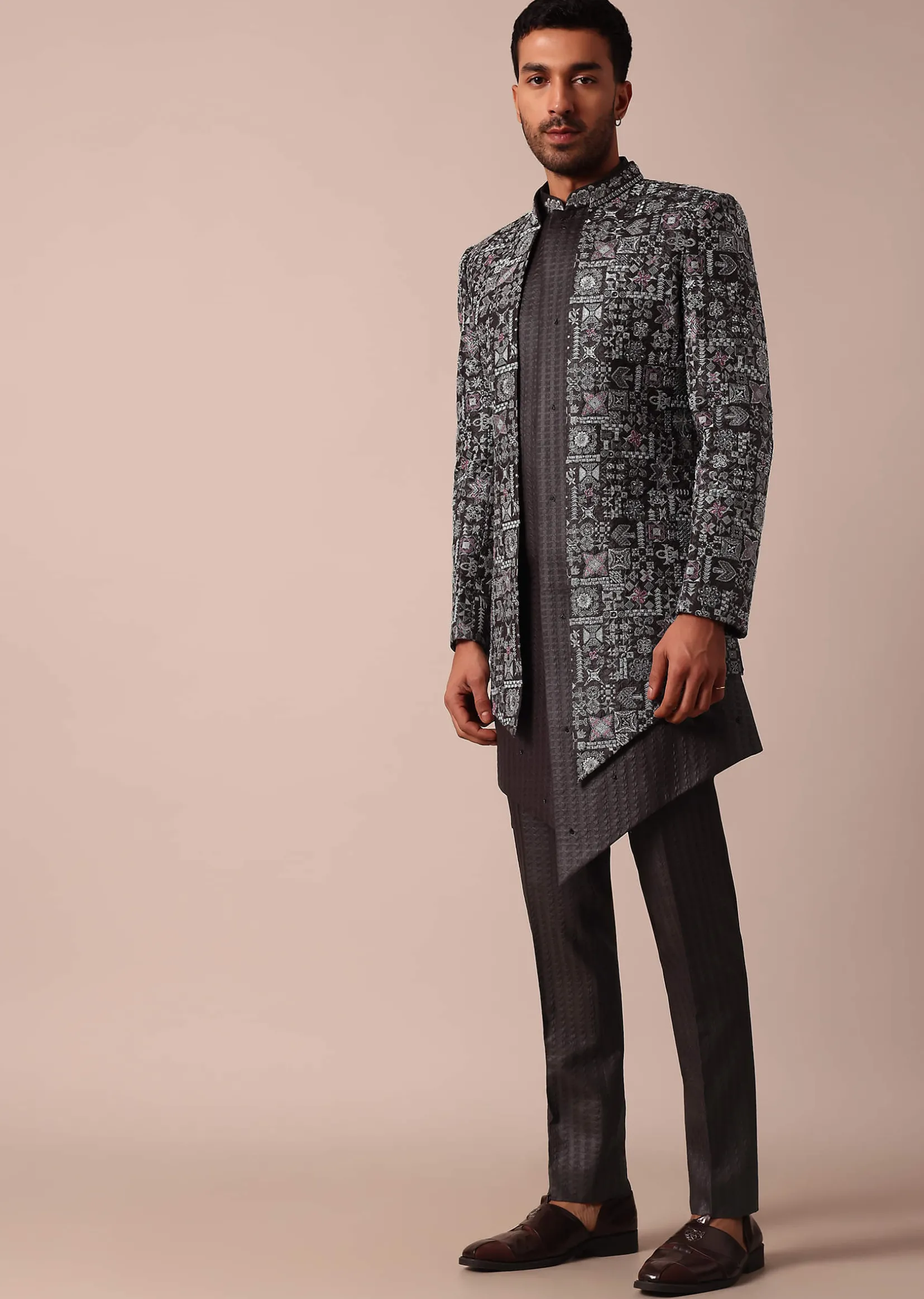 Elegant Brown Indowestern Set For Men