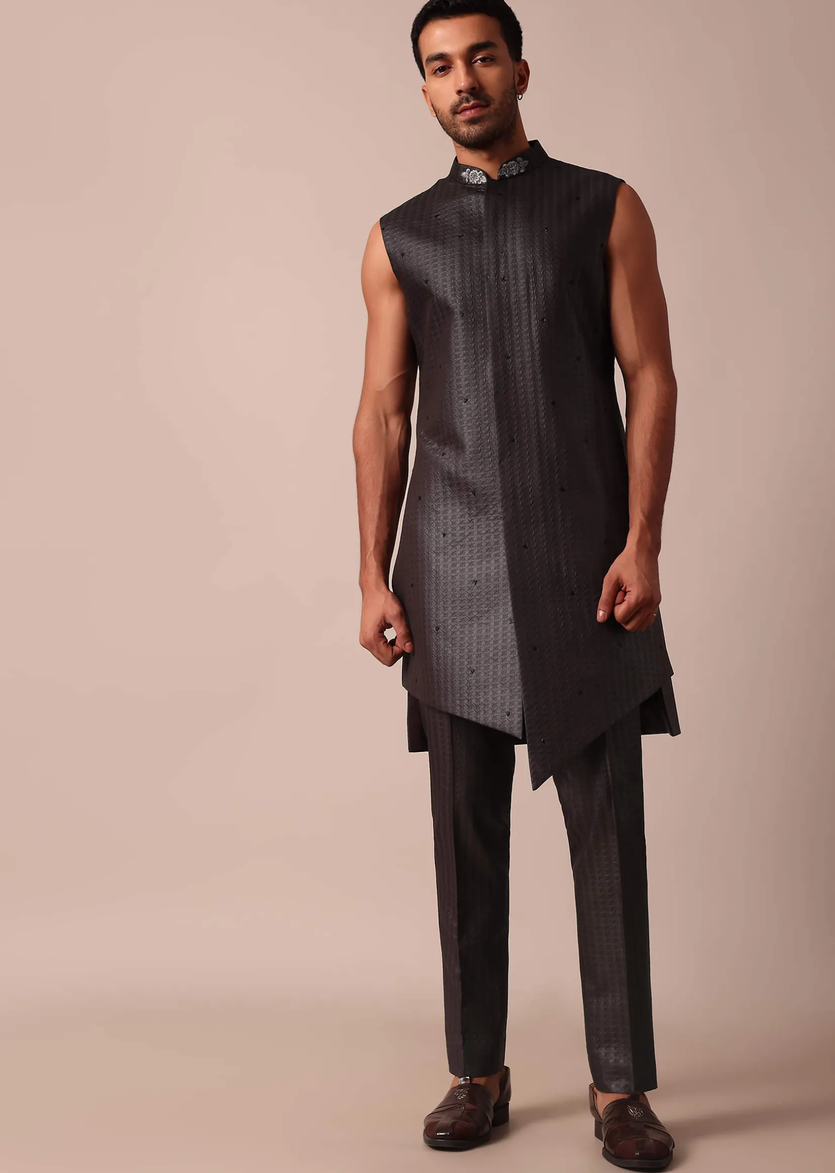 Elegant Brown Indowestern Set For Men