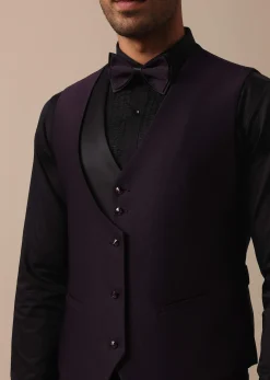Elegant Intricate Embroidered Tuxedo Set in Purple