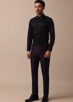 Elegant Intricate Embroidered Tuxedo Set in Purple