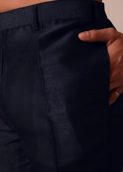 Elegant Navy Blue To Pink Ombre Silk Kurta Set For Men With Dupatta