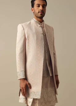 Elegant Peach Indowestern Sherwani Set