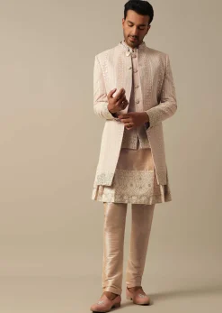 Elegant Peach Indowestern Sherwani Set