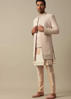 Elegant Peach Indowestern Sherwani Set