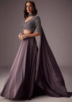 Elegant Purple Lehenga With Double Circular Flare