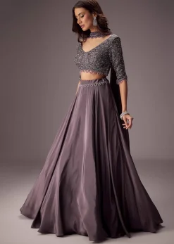 Elegant Purple Lehenga With Double Circular Flare