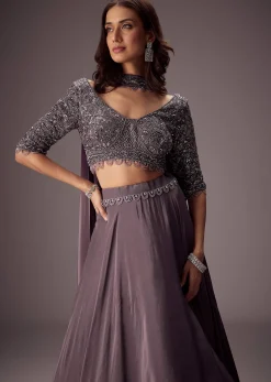 Elegant Purple Lehenga With Double Circular Flare