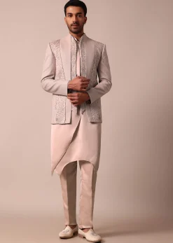 Elegant Stylish Peach Indowestern For Men