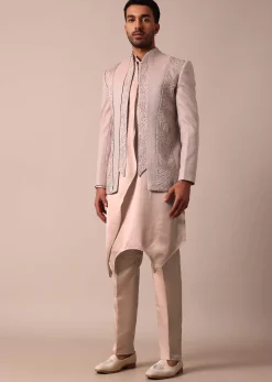 Elegant Stylish Peach Indowestern For Men
