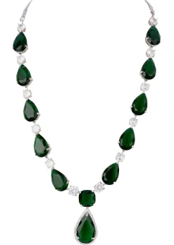 Emerald Diamond Necklace With Earrings