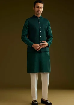 Emerald Green Rayon Kurta Jacket Set