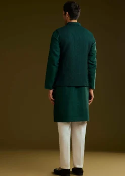 Emerald Green Rayon Kurta Jacket Set