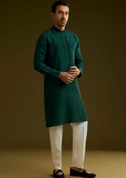 Emerald Green Rayon Kurta Jacket Set