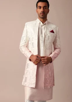 Enchanting Pink Silk Sherwani Set