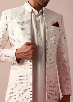 Enchanting Pink Silk Sherwani Set