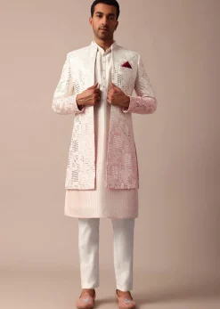 Enchanting Pink Silk Sherwani Set