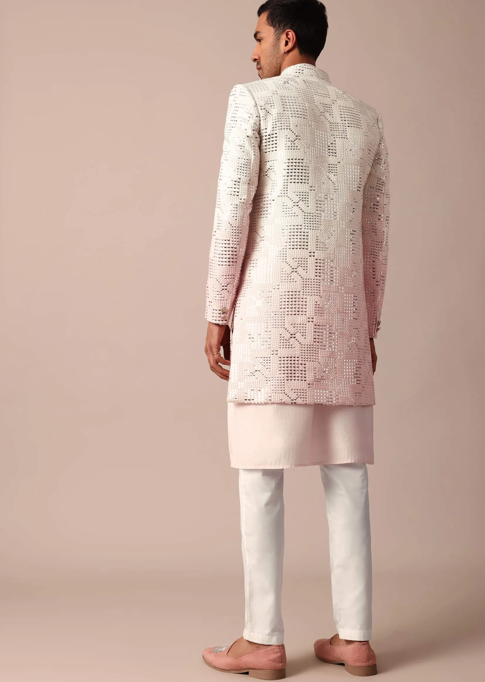 Enchanting Pink Silk Sherwani Set