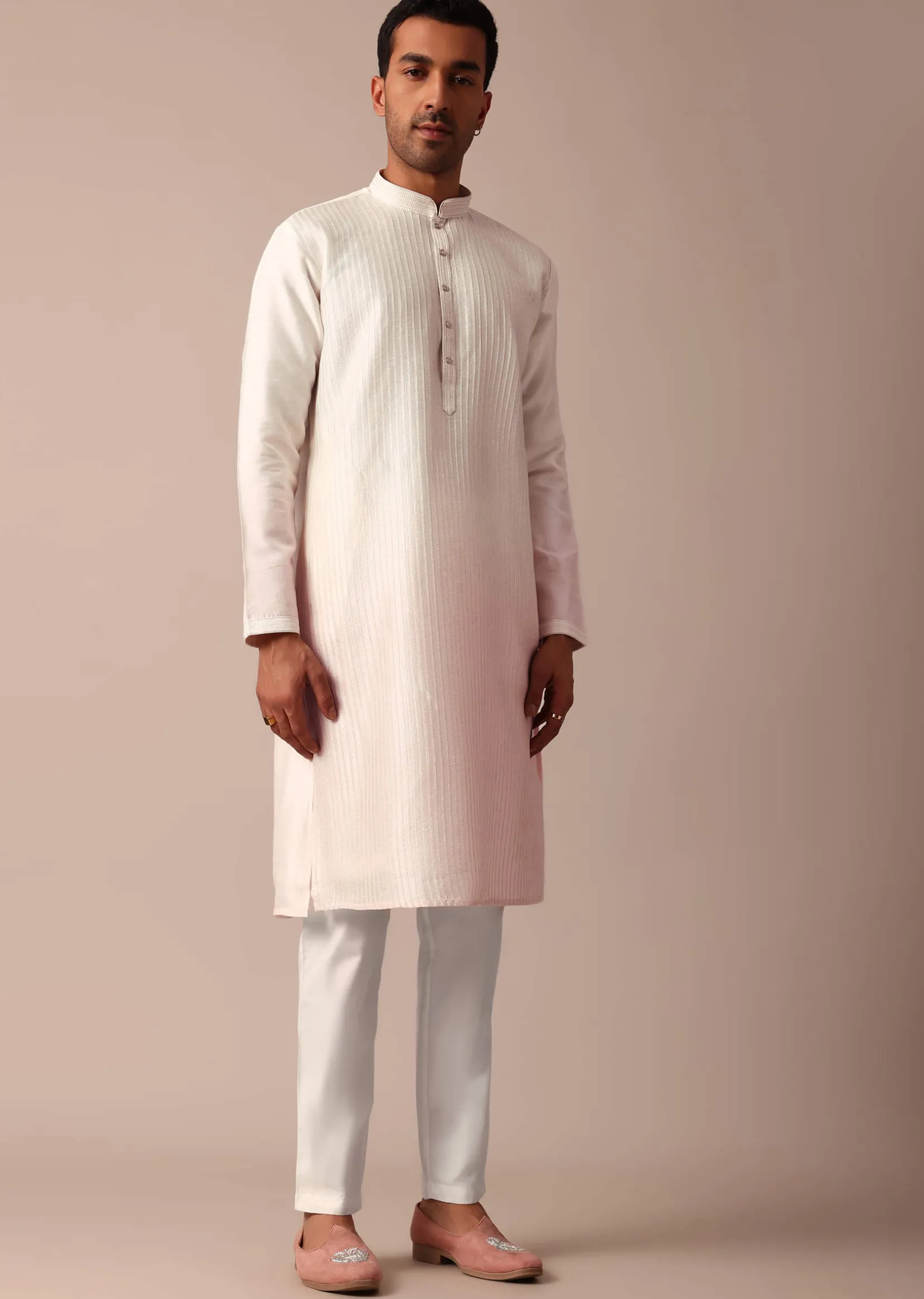 Enchanting Pink Silk Sherwani Set