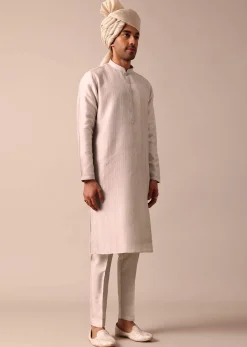 Exquisite Beige Silk Sherwani With Intricate Embroidery