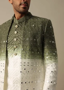 Exquisite Green Indowestern Set For Men