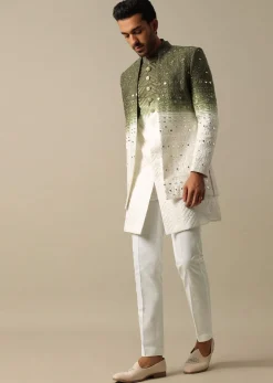 Exquisite Green Indowestern Set For Men