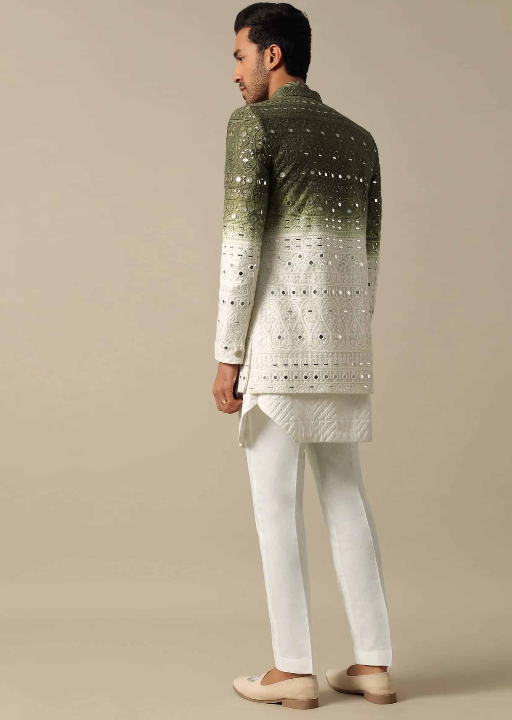 Exquisite Green Indowestern Set For Men