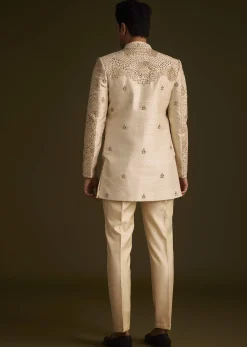 Faun Hand Embroidered Sherwani With Tonal Mirror and Sequin Detailing